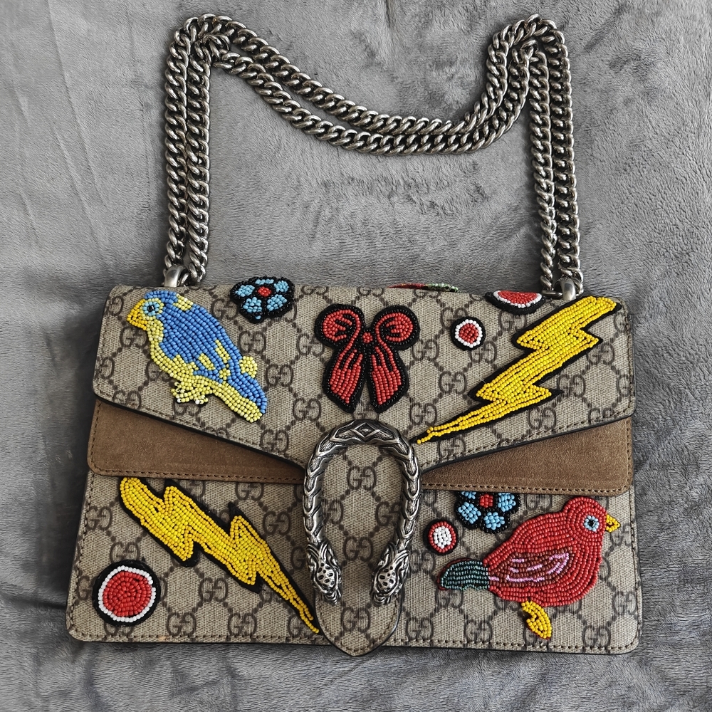 Gucci Brown Red Shoulder Bag with Chain Strap